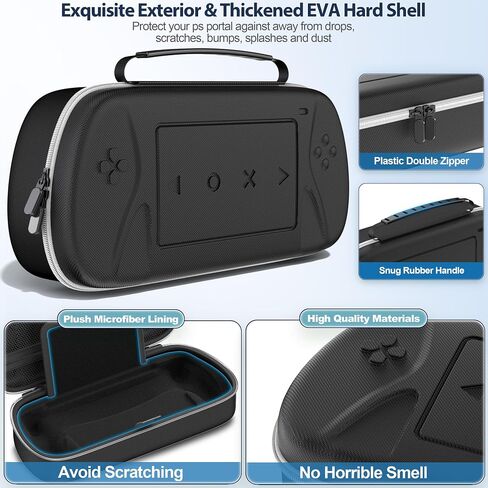 PS Portal Carry Case Compatible with Playstation Portal Remote Player, PS5 Portal Case with Zip Pocket for PS Portal Accessories, Black PS5 Portal Carrying Case, Hard Travel Case bag for PS Portal in Saudi Arabia