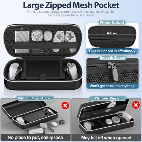 PS Portal Carry Case Compatible with Playstation Portal Remote Player, PS5 Portal Case with Zip Pocket for PS Portal Accessories, Black PS5 Portal Carrying Case, Hard Travel Case bag for PS Portal in Saudi Arabia