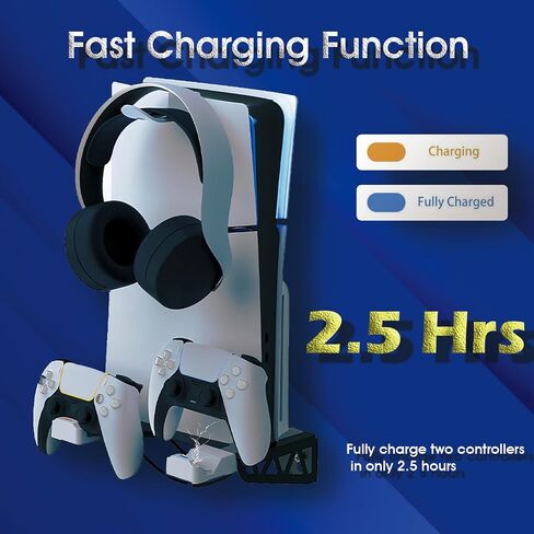 PS5 Wall Mount Kit with Charging Station for PS5 All Models, PS5 Slim Consoles, PS5 Wall Shelf Stand Holder Compatible with Playstation 5, Dual Controller Charger and Headphone Hanger in Saudi Arabia