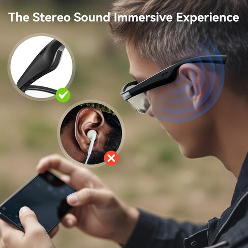 Smart Glasses, Polarized Bluetooth Sunglasses, Built-in Mic & Speakers, Voice Assistant, UV Protection, Bluetooth Glasses for Office, Driving, Cycling Outdoor Sports in Kuwait