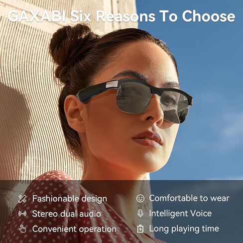 Smart Glasses, Polarized Bluetooth Sunglasses, Built-in Mic & Speakers, Voice Assistant, UV Protection, Bluetooth Glasses for Office, Driving, Cycling Outdoor Sports in Kuwait