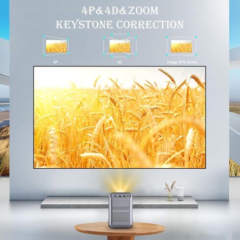 جهاز عرض فيديو يدعم 1080 بكسل [تركيز كهربائي] جهاز عرض تلفزيون ذكي صغير محمول واي فاي بلوتوث مدمج في Netflix، جهاز عرض المسرح المنزلي 350 ANSI يدعم 4K، 4D 4P Keystone، 50% تقريب رقمي، يوتيوب in Kuwait