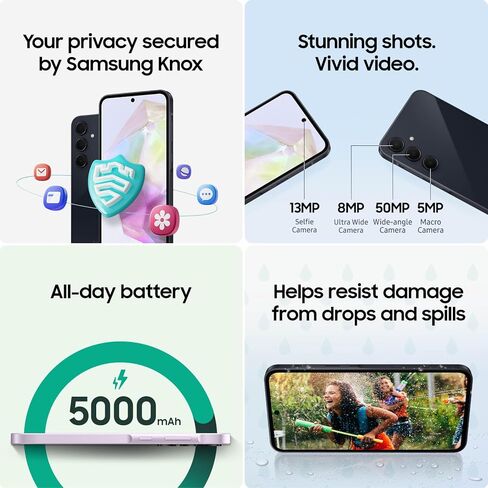SAMSUNG Galaxy A35 5G A Series Cell Phone, 128GB Unlocked Android Smartphone, AMOLED Display, Advanced Triple Camera System, Expandable Storage, Rugged Design, US Version, 2024, Awesome Navy in Saudi Arabia