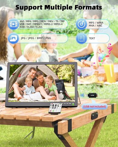 تلفزيون ديسوبري 17 بوصة محمول مع هوائي، تلفزيون صغير محمول مع موالف ATSC، شاشة تلفزيون محمولة تعمل بالبطارية، حامل تلفزيون مدمج، تلفزيون صغير لغرفة النوم، المطبخ، التخييم، RV، دعم HDMI، AV، USB in Kuwait