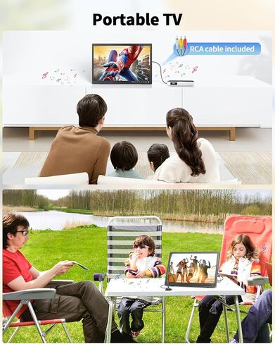 تلفزيون ديسوبري 17 بوصة محمول مع هوائي، تلفزيون صغير محمول مع موالف ATSC، شاشة تلفزيون محمولة تعمل بالبطارية، حامل تلفزيون مدمج، تلفزيون صغير لغرفة النوم، المطبخ، التخييم، RV، دعم HDMI، AV، USB in Kuwait