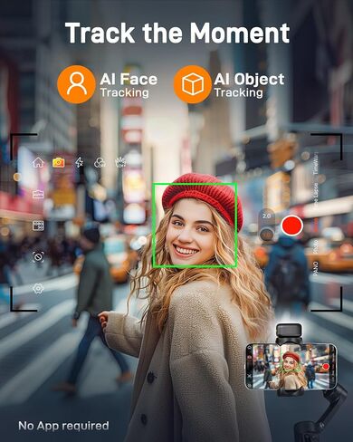 Hohem iSteady V3 Gimbal Stabilizer for iPhone، 3-Axis Phone Gimbal، متتبع AI مغناطيسي، قضيب مدمج قابل للتمديد وحامل ثلاثي القوائم، جهاز تحكم عن بعد قابل للفصل، مثبت Gimbal للسفر، Vlog، TikTok، أسود in Kuwait