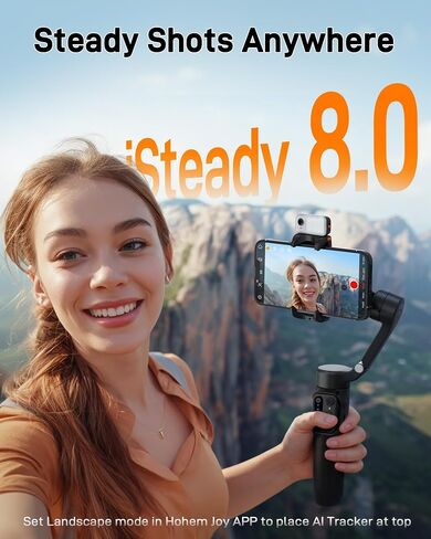 Hohem iSteady V3 Gimbal Stabilizer for iPhone، 3-Axis Phone Gimbal، متتبع AI مغناطيسي، قضيب مدمج قابل للتمديد وحامل ثلاثي القوائم، جهاز تحكم عن بعد قابل للفصل، مثبت Gimbal للسفر، Vlog، TikTok، أسود in Kuwait