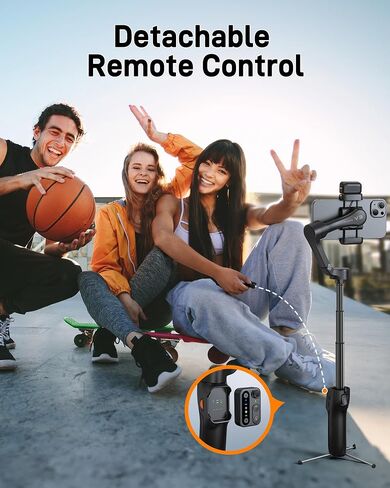 Hohem iSteady V3 Gimbal Stabilizer for iPhone، 3-Axis Phone Gimbal، متتبع AI مغناطيسي، قضيب مدمج قابل للتمديد وحامل ثلاثي القوائم، جهاز تحكم عن بعد قابل للفصل، مثبت Gimbal للسفر، Vlog، TikTok، أسود in Kuwait