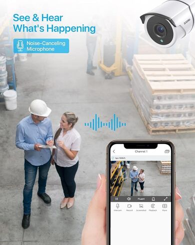 ZOSI 4K Security Camera System,6pcs 4K Outdoor Indoor PoE Cameras,8 Ports 16CH 8MP NVR with 2TB HDD,Person Vehicle Detection,2 Way Audio,Spotlight Siren, Color Night Vision,for Home 24/7 Recording in Saudi Arabia