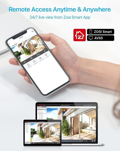 ZOSI 4K Security Camera System,6pcs 4K Outdoor Indoor PoE Cameras,8 Ports 16CH 8MP NVR with 2TB HDD,Person Vehicle Detection,2 Way Audio,Spotlight Siren, Color Night Vision,for Home 24/7 Recording in Saudi Arabia