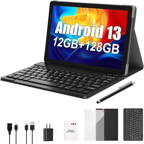 Xgody 10 inch Tablet Android 13 Tablets, 12GB RAM 128GB ROM 1TB Expand, Quad-Core Processor, 1280x800 IPS HD Touch Screen, WiFi, Dual Camera, Bluetooth, 7000mAh Battery (Grey) in Saudi Arabia