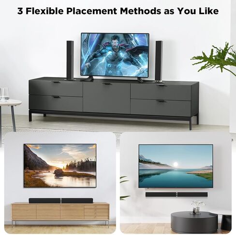MZEIBO TV Sound Bar, Sound Bars for Smart TV, Bluetooth 5.0 Soundbar 60W 32Inch Detachable Soundbars with HDMI-ARC/Optical/AUX Connection, TV Speakers Soundbar for Home Theater Audio in Kuwait