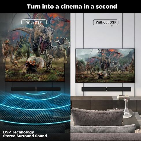 MZEIBO TV Sound Bar, Sound Bars for Smart TV, Bluetooth 5.0 Soundbar 60W 32Inch Detachable Soundbars with HDMI-ARC/Optical/AUX Connection, TV Speakers Soundbar for Home Theater Audio in Kuwait