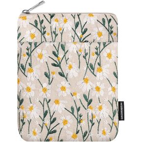 كم واقٍ مبطن ومطرز من Daisy مقاس 6-7 بوصات لـ 6 بوصات Kindle 2022/10th Gen 2019/8th Gen 2016، 6.8 بوصات Kindle Paperwhite 11th/10th Gen 2021/2018، 6 بوصات Kobo Tolino eReader، White Daisy in Kuwait