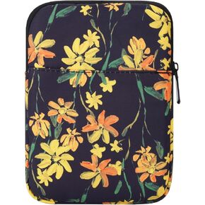 6.8 Inch Sleeve Bag, Protective Nylon Case Cover Compatible with All-New-Kindl/Kids E-Reader Tablet Devices (BLACK FLOWER)