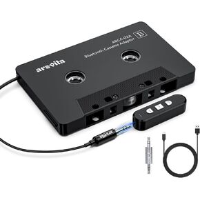 Arsvita Car Audio Cassette to Aux Adapter, 5.1 Bluetooth Receiver Kit for Cassette to Aux Adapter, Bluetooth Receiver Compatible with 3.5 MM Auxillary Cable Tape Adapter, Black, Type BCAK04