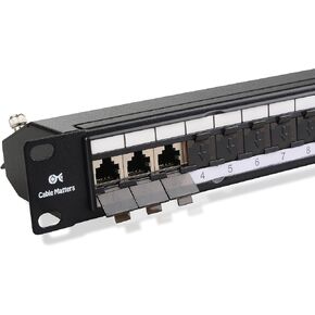Cable Matters Rackmount or Wall Mount 24-Port Shielded RJ45 Patch Panel with Jack Shutter