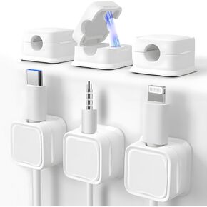 Magnetic Cable Clips,6 Pack Cord Holder,Secure Adhesive Cord Organizer,Under Desk Cable Management,Phone USB Charging Cable Organizer,Wire Holder Keeper Organizer for Office,Home,Desktop,Car,Kitchens