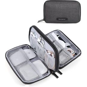 BAGSMART Electronics Organizer Travel Case, Travel Cable Organizer Pouch, Charger Organizer, Travel Essentials, Cord Organizer, Tech Organizer as Travel Accessories for Charger, Phone, Black