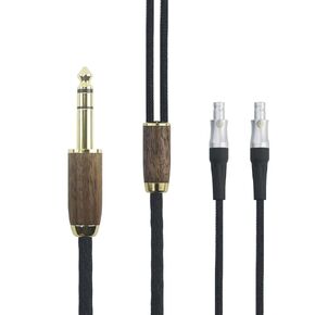 NewFantasia 6.35mm audio cable replacement upgrade audio cable Compatible with Sennheiser HD800, HD800S, HD820 Headphones 6N OCC Copper Silver Plated Cord Walnut Wood Shell