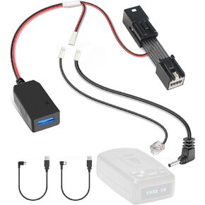 Radar Detector Power Cord Adapter,(10Pin Type-D)Compatible with GMC,Chevy,Cadillca,Buick Models with Auto Dimming Rearview Mirror,RJ11 DC3.5 Radar Detectors Charger Cable, Built-in Hidden USB