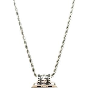 Necklace adapter pendant compatible with Apple Watch, Infinity and double ring connector with double wound wristband, personalized tether iWatch series 9/8/7/6/5/4/SE (42 44 45mm)