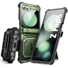 حافظة i-Blason لهاتف Samsung Galaxy Z Flip 6، حافظة ZFlip 5/Flip7 FE، أسود | واقي شاشة مدمج، حماية للمفصلة، ​​مشبك للحزام، مسند in Saudi Arabia