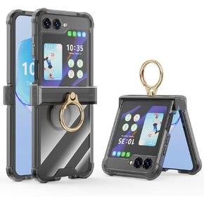 DAKORIE Case for Samsung Galaxy Z Flip 6 Case with Hinge Protection 2 Pack Tempered Glass Screen Protection Cover for Samsung Galaxy Z Flip 6 5G(Clear)