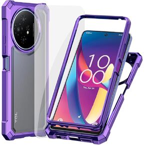Ailiber for TCL 50 XL 5G Case, Clear Transparent [Anti Yellowing], with [Screen Protector], Dual Layer Shockproof Bumper, [Scratch-Resistant] Cell Phone Cover for TCL 50 XL-Gold