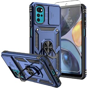 SMKY for Moto G Play 2024 Case,with Screen Protectors and Camera Cover,[Military Grade] 16ft.Drop Tested with Magnetic Kickstand Protective Case for Motorola G Play 4G 2024 6.5 inch, Black