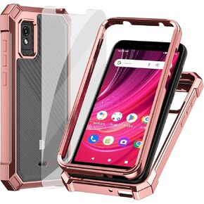 Ailiber for Blu Studio Mini 2023 Case, Blu Studio Mini 2023 Clear Phone Case, Transparent [Anti Yellowing], with [Screen Protector], Dual Layer Shockproof Bumper, Silicone Cell Phone Case-Gold