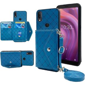Furiet Compatible with Alcatel 3V 2019 Wallet Case with Crossbody Shoulder Strap Stand Credit Card Holder Lanyard Slot Cell Accessories Phone Cover for Alcatel3V Acatel 3 V V3 19 5032W Women Grey in Saudi Arabia