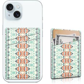 Card Holder for Phone Case, Leather Cell Phone Wallet, Wallet Sleeve Dual Pocket Stick-on ID Credit Card for Most Phones, Pink Polka Dots