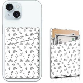 Card Holder for Phone Case, Leather Cell Phone Wallet, Wallet Sleeve Dual Pocket Stick-on ID Credit Card for Most Phones, Moon and Planet