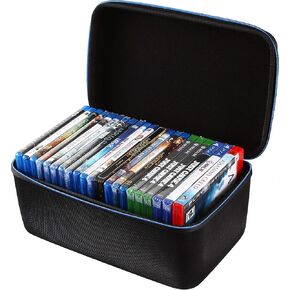 حقيبة Blu-ray وحقيبة ألعاب الفيديو - منظم حامل أقراص Bluray DVD لما يصل إلى 22 لعبة Blu Ray أو 18 لعبة Xbox PS3 PS4 - حقيبة تخزين للسفر لأقراص DVD Blue Ray وألعاب الفيديو مع مقبض حمل in Kuwait