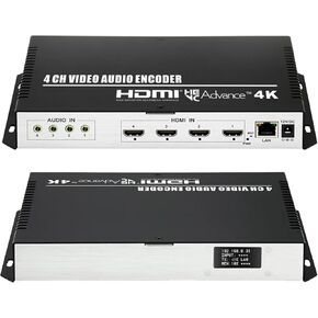 4 Channel 4K H.265 264 MJPEG HDMI Video Encoder with Screen, Max 16 Streams Output, Extra Audio HTTP RTSP RTMP RTMPS SRT UDP RTP IPTV video Encoder for Live Streaming Facebook YouTube Twitch