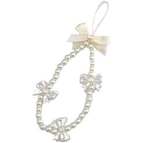1Pc White Pearl Butterfly Phone Charms Strap,Pink Cute Phone Charms Aesthetic Love Phone Chain Girl Beaded Phone Strap Pearl Beaded Phone Lanyard Ornaments Convenient to Carry,Décor,Accessories
