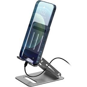 Dual Folding Adjustable Cell Phone Stand Desktop Phone Holder Cradle Dock Compatible with Phone 14 13 12 11 Pro Xs Xs Max Xr X 8,All Phones