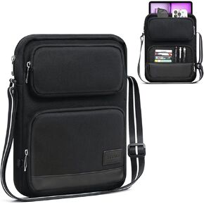 TiMOVO 13 Inch Tablet Sleeve Bag for iPad Air 13 Inch 2024, iPad Pro 13 Inch 2024, iPad Pro 12.9 M2 2022/2021/2020, Galaxy Tab S8+/S9+ 12.4" 2022/2023, with Anti-Theft Deisgn & Shoulder Strap, Black