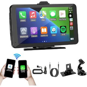 Carplay Screen for Car, 7" HD Portable Car Stereo Touch Screen with Wireless Android Auto, Car Touch Screen Car Play with Mirror Link/AUX/FM/Bluetooth/Auto Connect, Carplay for All Vehicles