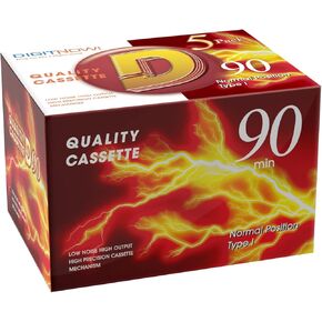 شريط كاسيت صوتي فارغ - وقت تسجيل 90 دقيقة - ضوضاء منخفضة وإخراج عالي - إملاء، تسجيل MP3 على شريط فارغ - حزمة من 5