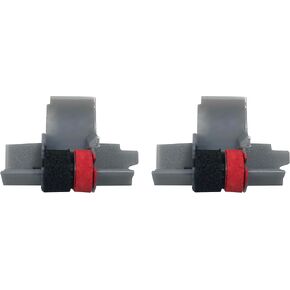 Package of Two Casio HR-100TM and HR-150TM Calculator Ink Roller, Black and Red, Compatible