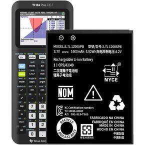 TI-84 Plus CE Replacement Battery,[𝟮𝟬𝟮𝟰 𝗡𝗲𝘄 𝗨𝗽𝗴𝗿𝗮𝗱𝗲𝗱] 1600mAh Fits Texas Instruments TI-84 CE P/N:P11P35-11-N01/3.7L12005SPA 3.7V High Capacity Battery