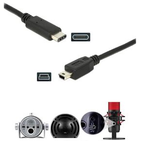 USB C Type C Cable Cord Wire for Blue Yeti Black Out, Blue Snowball iCE USB Microphone, Compatible with New PC, Laptop, iPhone 15, Smartphone, MacBook (See Product Pictures & Details Before Buying)