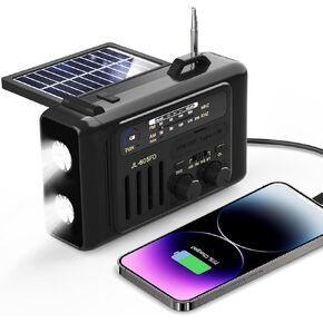Weather Radio, 8000mAh Hand Crank Emergency Radio, Solar AM/FM/NOAA Weather Portable Radio with Flashlight, Bluetooth Speaker, SOS, Power Bank & 4 Ways Powered for Indoor Outdoor Emergencies (Green)