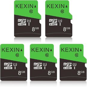 KEXIN 8GB Micro SD Card 5 Pack with SD Adapter microSDHC Memory Card UHS-I C10 Micro SD Card Full HD High Speed TF Card for Smartphone Tablet Action Camera Dash Cam Drone Game Console