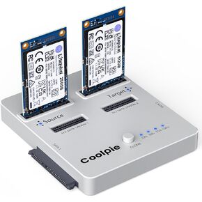 NVME/SATA 3-in-1 SSD Cloner, Coolpie Offline Clone M.2 Cloner, USB3.2 Gen2*2 20Gbps M.2 Reader, Supports Size for M.2 NVME/SATA、mSATA、SATA 2.5''SSD/HDD、3.5'' HDD