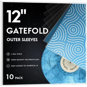 أغطية ألبومات أغلفة تسجيلات Gatefold: أكمام خارجية لتسجيلات الفينيل مقاس 12 بوصة، 3 مل من البلاستيك الشفاف LP، 10 قطع