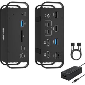 MacBook Pro Docking Station Dual Monitor with 2 HDMI 4K Display,14 in 2 USB C Dock,100 AC Power Adapter, 18W PD Charging Port, Ethernet, 4 USB A Port, Twin USB C for Mac Thunderbolt 3/4 Laptops