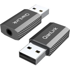 USB to 3.5mm Jack Audio Adapter (2-Pack), USB to Audio Jack Adapter Headset, USB A to 3.5mm TRRS Female, External Stereo Sound Card for Headphone, Mac, PS4, PS5, PC, Laptop, Desktops, Linux, Laptop